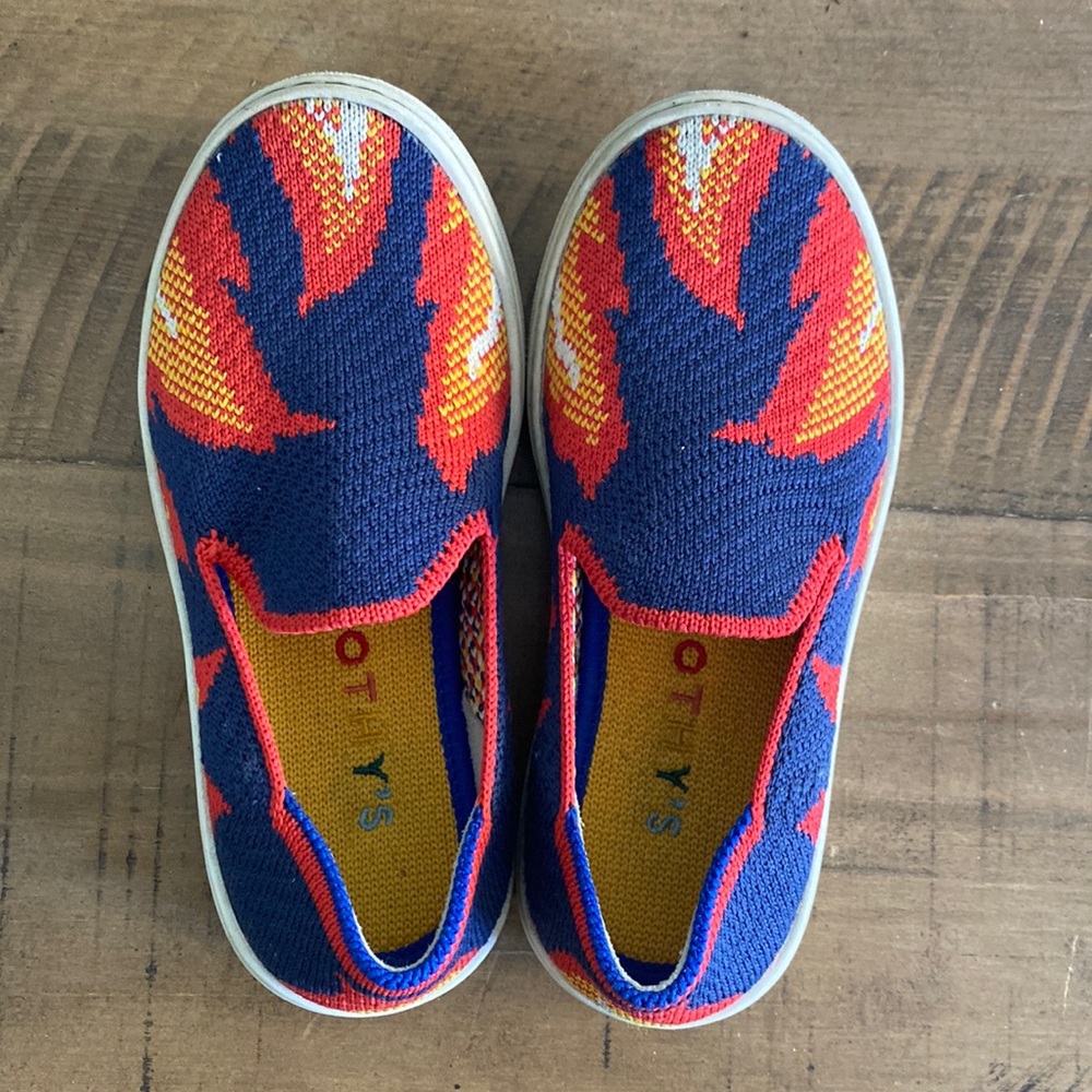 Rothy’s Navy Flames Slip on Sneakers Toddler size 10.